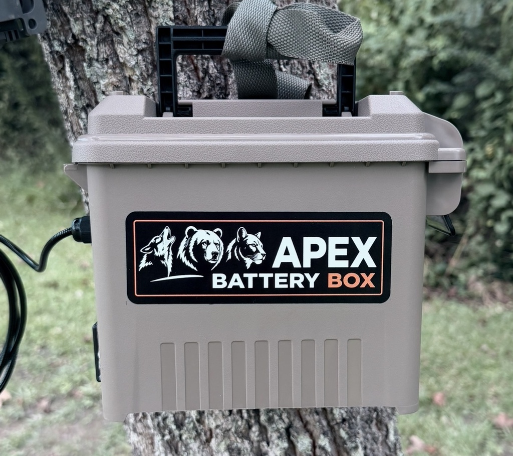 Apex Trail Camera Battery Box (no solar panel, Tactacam Reveal / Wise Eye / Spartan Chew Proof, Dark Earth)